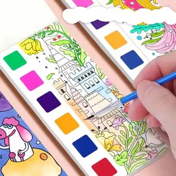 12 Sheets/set Watercolor Painting Book With Paint Brush Gouache Book Portable Kids Graffiti Picture Drawing Stationery