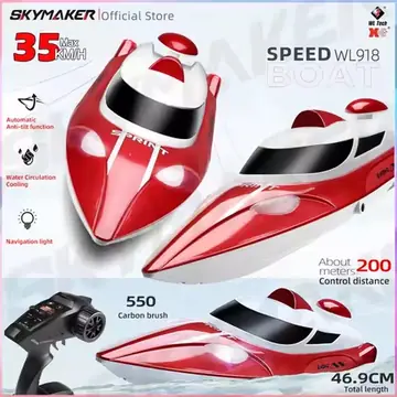 WLtoys Wl918 High Speed RC Boat 35km/h Remote Control Speed Racing Boats 2.4GHz Capsize Low Battery Alarm RC Boat Toy Kids Gift