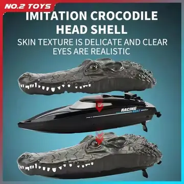 2.4G Remote Control Floating Crocodile Boat Outdoor Toys for Boy Kids Simulation Crocodile Heads RC Ship Boat Children' Toy Gift