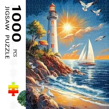 1000pcs Adult Jigsaw Puzzle, Lighthouse Landscape Craft Puzzle, Perfect for DIY Creative Fun with Family,Gift ，teasing Toy