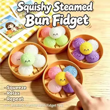 Toys Set Soft Stress Relief Crystal Squishy Fidget Sensory Toy Party Favors Gift 5Pcs Mini Dumplings with Steamer Bun Squeezable