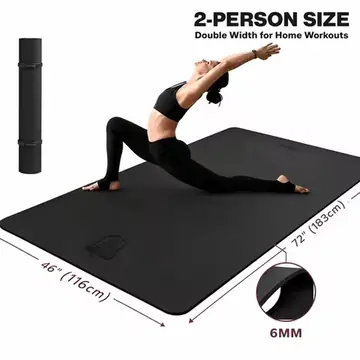 HAPBEAR Extra Large Yoga Mat,48×72 Inch TPE 6mm/8mm Double‑Sided Non‑Slip Wide Fitness Mat with Bag Straps for Home Gym Pilates Workouts