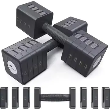 Adjustable Dumbbells for Home Gym Exercise, Metal Material, Silver Color, 5 in 1 Weight Adjustment, Fast Adjust Feature