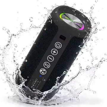Portable Bluetooth Speaker ,24W Loud Bass for Pool Parties & Outdoor Adventures, IPX7 Waterproof, Beat-Synced LED Lights, Wireless Stereo Pairing