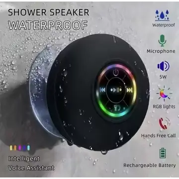Portable Wireless Bluetooth Speaker LED Light IPX4 Waterproof Loudspeaker Outdoor Bathroom Large Suction Cup Stereo Sound Box