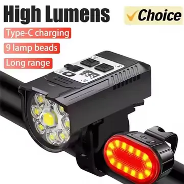 Ultra-bright LED 2-in-1 Bicycle Light Type-C Rechargeable Bike Front Rear Light Set Outdoor Waterproof MTB Road Cycling Lantern