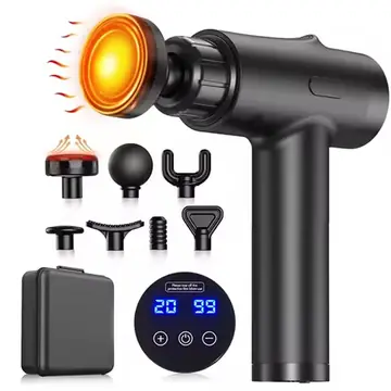 LINGTENG Deep Tissue Massage Gun, Portable Electric Muscle Massager, 20‑Speed Levels, 7 Massage Heads, 1800mAh Rechargeable Battery, Heat Function, with Storage Case, for Back Neck Shoulder, Father's Day Gift for Colleagues, Family, Parents, Friends
