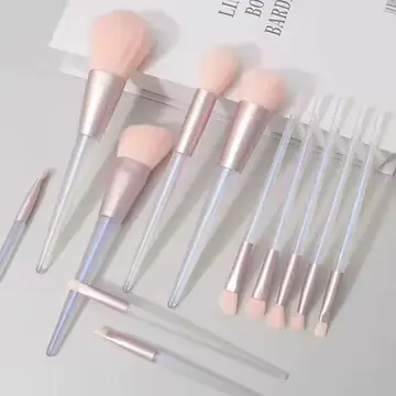 12Pcs Crystal Handle Makeup Brush Set Professional Travel Beauty Tool Kit For Eye Shadow Blending Foundation Powder Makeup