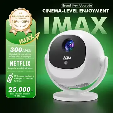 XBJ Portable 4k Projector 1280x720P HD, Mini Projector with Wifi 6 BT 6.0, Auto Keystone HDMI USB Home Theater