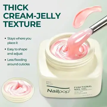 Non‑Flowing Jelly Cream Soak‑Off UV LED Gel HEMA TPO Free Beginner‑Friendly DIY Nail Extension Manicure Modeling Gel 20g