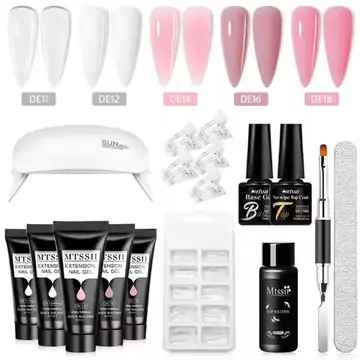 Mtssii 17PCS/Set 20ml Nail Extension Gel Set Builder UV Gel for Nails With 6W UV LED Lamp Nail Extension Tools Kit For Beginner