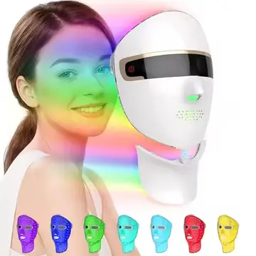 7 Colors LED Face Neck Mask 294 LED Chips Wireless Photon Light Therapy Mask 2‑in‑1 Removable Facial Skin Rejuvenation Anti‑Agin