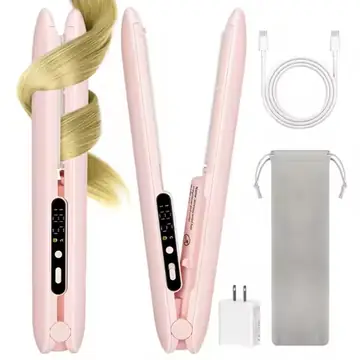 Travel Portable Hair Straightener Cordless Flat Iron for Women's Styling Rechargeable Mini Heat Press Pink Professional