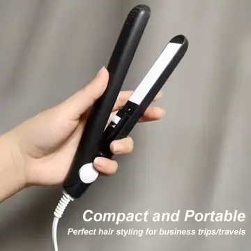 Electric Ceramic Mini Hair Straightener Unisex Portable Flat Iron Wet/Dry Straightening Curling Irons Black FastHeat Hair Curler