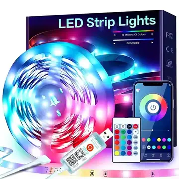 RGB LED Strip Lights, 5V USB Powered LED Tape, 24 Key Remote & APP Control, Music Sync Flexible Ambient Lighting for DIY Living Room, Bedroom,TV Backlight, Game Lighting,Party, Decorative String Lights