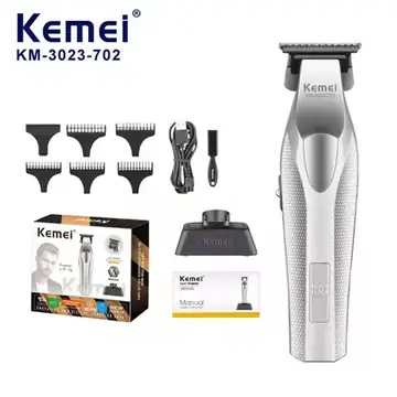 Kemei 3023-702 Zero Gapped Cordless Hair Trimmer Professional Hair Clipper Men Barber Rechargeable Finish Hair Citing Machine