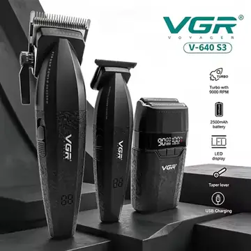 VGR Hair Trimmer Professional Hair Cutting Machine 9000 RPM Barber Shaver Cordless Hair Clipper LED Trimmer for Men V-640 S3