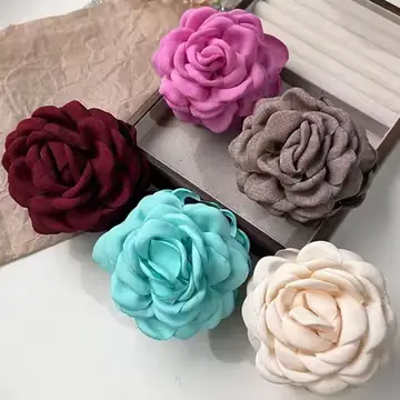 5pcs Fashion Fabric Rose Flower Hair Claw Clip For Women Elegant Colorful Big Hair Clips Grab Hairpins Set Girl Hair Accessories