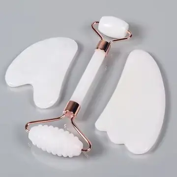 White Jade Face Care Tool Sawtooth Facial Roller Gua Sha Sets Natural Stone Crystal Massager Health Skin Detox Massage Fifting