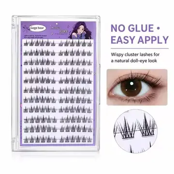Gege Bear No Glue False Eyelashes Self Adhesive Lash Clusters Wispy Sunflower Style Natural Doll Eye Easy Apply Makeup