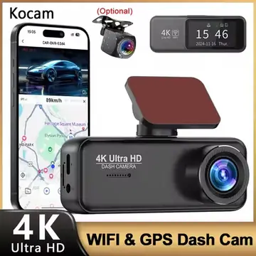 Kocam 4K Dash Cam Front and Rear Dual Channels Dashcam With 24H Parking Monitoring Night Vision DVR Recorder Black Box For Car