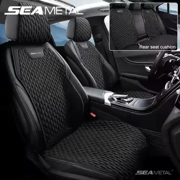SEAMETAL Flax Car Seat Cover Front Rear Linen Fabric Cushion Breathable Auto Seat Mat Protector Universal For Most Truck SUV Van