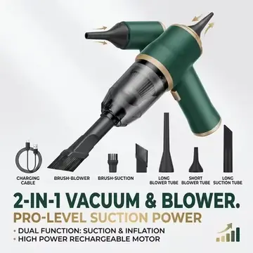 Cordless Handheld Car Vacuum Cleaner Rechargeable Portable Mini Auto Vacuum Cleaner Suction Blow Dual Function with Multiple Nozzles for Vehicle Home Office