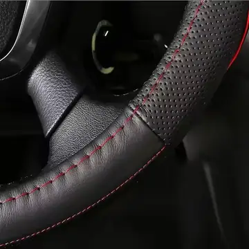 1X Car Steering Wheel 38cm Braid Cover Needles Thread Artificial Leather Covers Suite 2 Color DIY Texture Soft Auto Accessories