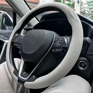 Ultra Thin Buckle Leather Steering Wheel Cover, Fit 36-38cm O D Shape, Non-Destructive Installation, Car Styling Accessory