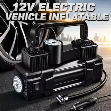 12V Electric Vehicle Inflatable Pump Heavy High-Pressure Duty Portable Air Compressor Car Tire Inflator Electric Pump Cylinder Inflatable Tools For Cars Motor Bicycle
