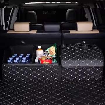 Car Trunk Organizer Box Large Capacity Auto Multiuse Tools Storage Bag Stowing Tidying Leather Folding For Emergency Storage Box