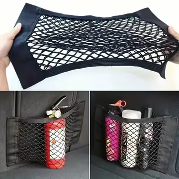 4pcs Heavy-Duty Car Trunk Storage Bag, Double-Layer Mesh Storage Bag With Elastic Edges And - Suitable For SUVs, Sedans, Trucks - Securely Holds Bottles, Tools, Fire Extinguishers - Easy-To-Install Automotive Interior Accessory, Durable Fabric, Space-Savi