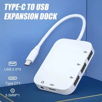 5-in-1 Type-C HUB Adapter Splitter with 3*USB/3.5mm Jack Audio/PD Charging Port For Macbook Google PixelBook Notebook Laptop