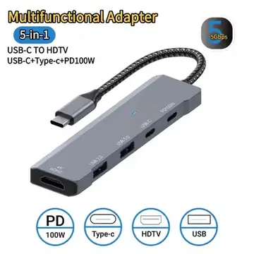 5 Ports USB C Hub to 4K HDMI-Compatible PD fast charge USB 3.0 2.0 HUB Type C Charging Docking for MacBook iPad Samsung