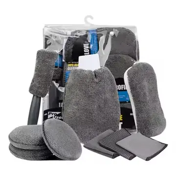 9PCS Car Cleaning Tool Kit, Complete Wash & Detailing Set with Brush, Mitt, Sponge & Towels
