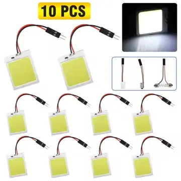 Popular 10x 48SMD COB White LED Festoon T10 BA9S Car Interior Panel Dome Map Light Bulbs