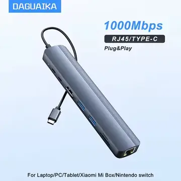 USB C Hub with 4K 60Hz HDTV 1Gbps Ethernet 100W Power Delivery SD/TF Card Slots USB 3.0*3 5Gpbs Data Ports for MacBook