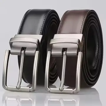 1pc Men's Genuine Leather Cowhide Reversible Belt