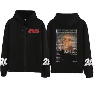 21 Savage Story American Dream Zipper Hoodie Harajuku Pullover Tops Sweatshirt Streetwear Fans Gift Unisex