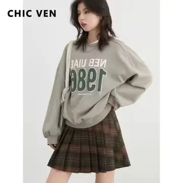 CHIC VEN Women Sweatshirts Loose New Round Neck Letter Printed Hoodie Loose Oversized Female Top Autumn Spring 2026