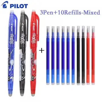 Pilot Frixion Pen Erasable Gel Pen Set 0.5mm Blue/black/red Replaceable Refill Student Writing Tool Supplies Japanese Stationery