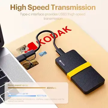 KODAK X200 Portable SSD 1TB 512GB 256GB USB 3.1 Type-C 450MB/s External Solid State Drive for PS4 Laptop MacBook PC TV
