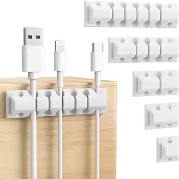 Silicone USB Cable Organizer Wire Winder Flexible Desktop Tidy Management Clips Cord Holder for Mouse Headphone Cord Protector