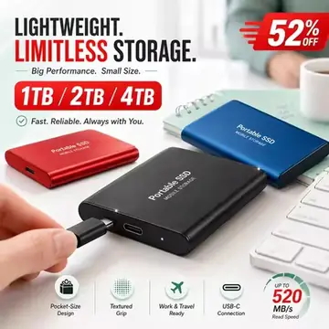 1TB External Hard Drive 2TB Portable SSD USB3.0 Type-C Fast Storage for Laptop/Mac/PC