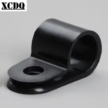 50pcs 100pcs Black P Style Mounting Clamp Bike Plastic Nylon R Shape Cable Clip Screw Fixed PC Board Wire Holder Cable Manager