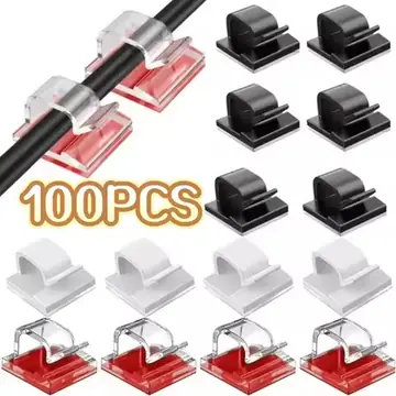 Self-adhesive Cable Organizer Clips Wire Winder Cord Protector USB Cable Management Desk Clamp for Home Office Earphone Mouse