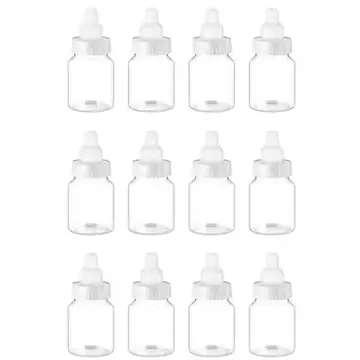 12Pcs White Baby Bottle Shape Candy Bottle Baby Shower Favor Plastic Mini Feeding Bottle for Birthday Baby Shower Gift Decor