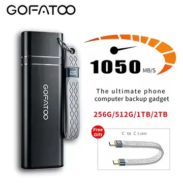GOFATOO Portable PSSD 1050MB/s USB3.2 Gen2 Type‑C External SSD 256GB 512GB 1TB 2TB For Smartphone Laptop PS5 Xbox Camera