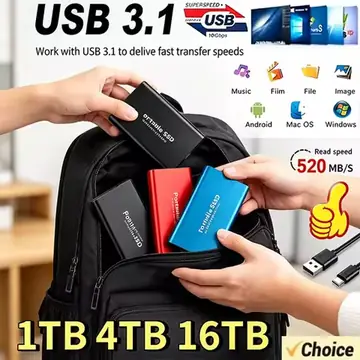 Original SSD 2TB high-speed external hard drive 1TB hard drive USB 3.1 Type-COriginal Storage Device for Laptop/mac/PC/Phone