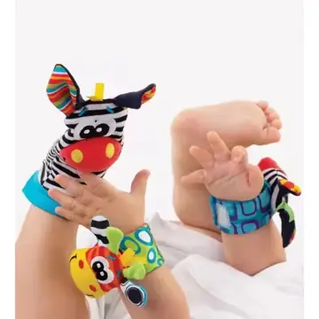 Newborn Baby Cute Stuffed Animals Baby Rattles Soft Socks Wristband Set Baby Rattles Toys Make Sounds Games For Babies